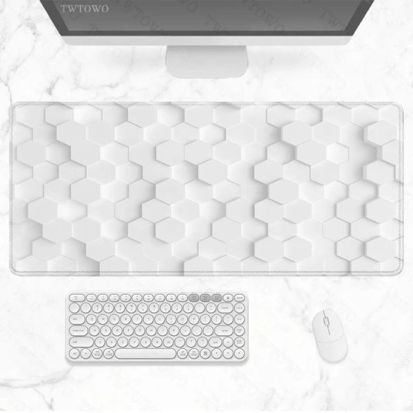 Pads White Geometric Aestetics Mouse Pad Gaming XL HD Custom Computer Computer Большой Mousepad XXL Playmat Nonslip Carpet Office PC Table Mat Mat