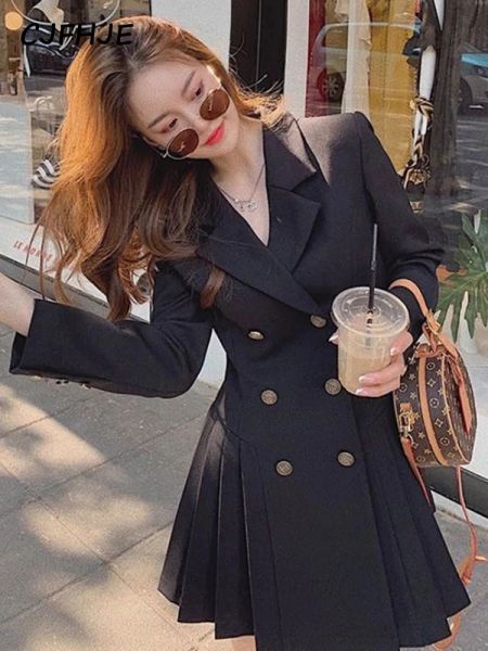 Abiti da donna tailleur moda Hepburn sexy vestitino nero femminile stile francese eleganti abiti da ufficio signora autunno outfit