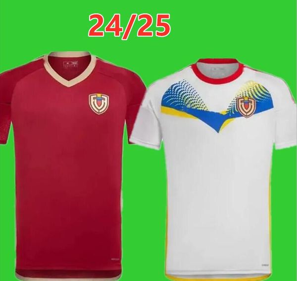 2024 2025 VENEZUELA KIT CRIANÇAS KIT CRIANÇAS 24/25 Camisa de futebol da equipe nacional Home Red Away White Camisetas Copa America Cordova Osorio Rincon Bello Sosa