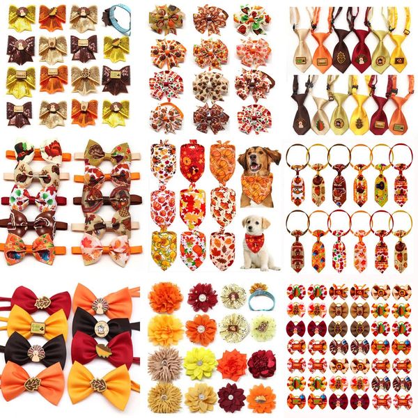 50 sonbahar evcil hayvan malzemeleri köpek bandana şükran yayları küçük bowtie kravatlar yaka aktarmac
