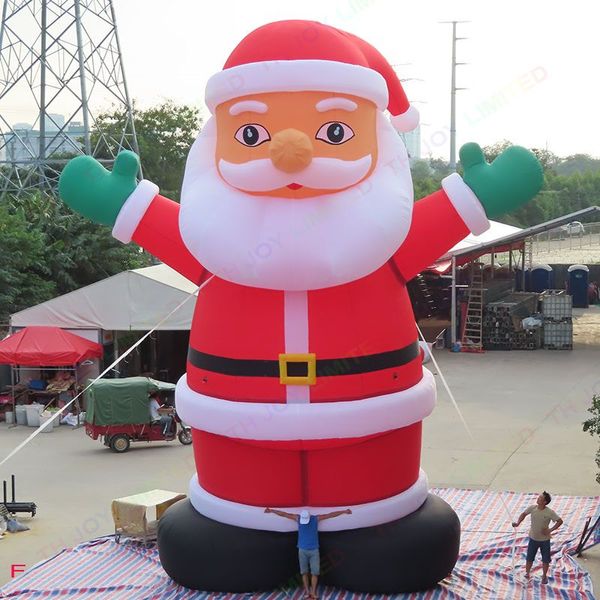 Outdoor-Aktivitäten, individuell gestalteter Weihnachtscharakter, aufblasbarer, hochfliegender Weihnachtsmann, 12 mH, riesiger luftgeblasener Weihnachtsmann-Modellballon zu verkaufen