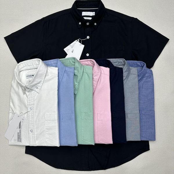 Camicia estiva da uomo manica corta di alta qualità in coccodrillo cotone Oxford ricamato cavallo casual senza tasche camicie eleganti da uomo taglie forti