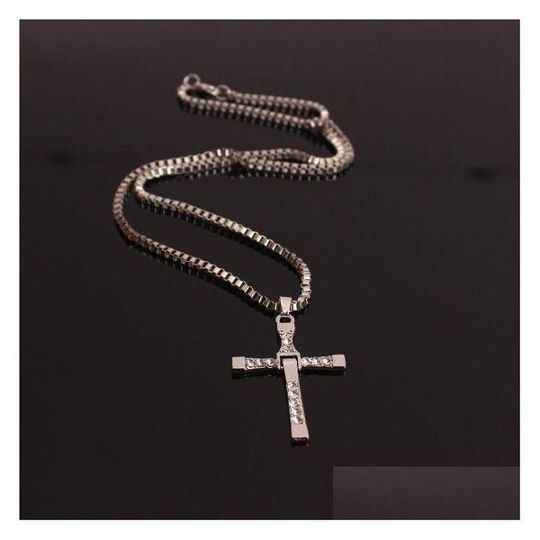 Anhänger Halsketten Die schnelle und wütende Halskette Toledo Kristall Christian Kreuz Anhänger Halsketten Jesus Charm Film Schmuck für Christm Dhdnt