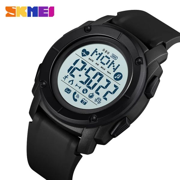 Relógios skmei masculino relógio inteligente dormir monitor de freqüência cardíaca smartwatch luxo calorias bússola esporte relógios telefone app lembrar relógio de pulso