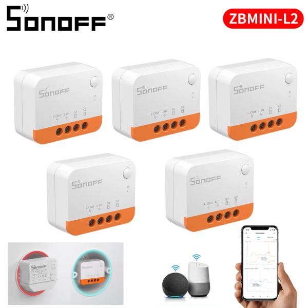 Controllo SONOFF ZBMINI L2 Zigbee Switch Smart Home Wireless Modulo a 2 vie Switch Nessun cavo neutro richiesto Controllo APP eWeLink