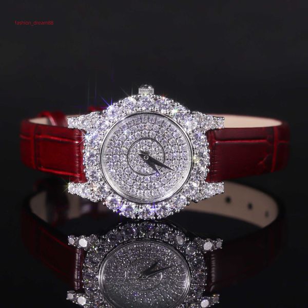 JW002FW Uhren aus echtem, rotem VVS-Moissanit-Labor-Grown-Diamant aus AU750 585 14K 18K Echtgold