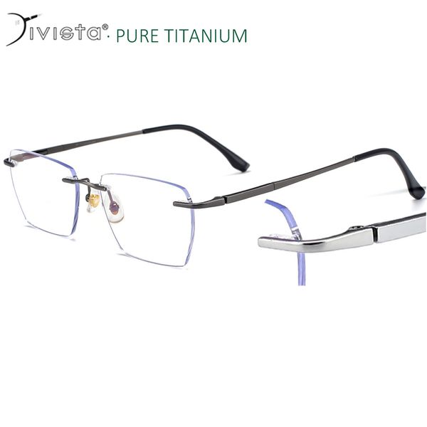 IVISTA Brillengestelle aus reinem Titan, optisch verschreibungspflichtig, quadratisch, randlos, Marken, Herren und Damen, japanisch, flexibel, leicht, flexibel, am besten online, rahmenlos D4133