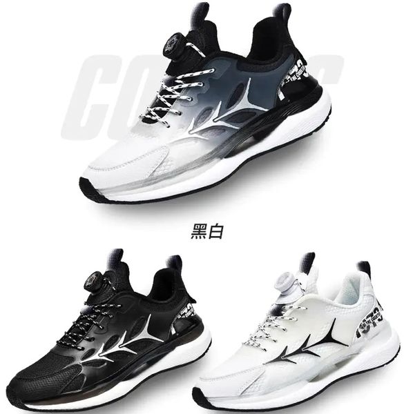 Novos 2025 itens botão giratório esportes sapatos de lazer sapatos masculinos tênis de corrida luminosos moda masculina sapatos esportivos sapatos casuais, casal branco preto com caixa