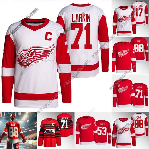 88 Patrick Kane Retro Hóquei Jersey 93 Alex Debrincat Dylan Larkin Moritz Seider David Perron Gordie Howe Pavel Datsyuk Steve Yzerman Lucas Raymond