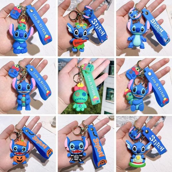 Schlüsselanhänger Stitch Keychian Anime Anhänger Schlüsselanhänger Süßer rosa Engel Keychians Frauen Auto Schlüsselanhänger Mädchen Geburtstagsgeschenk