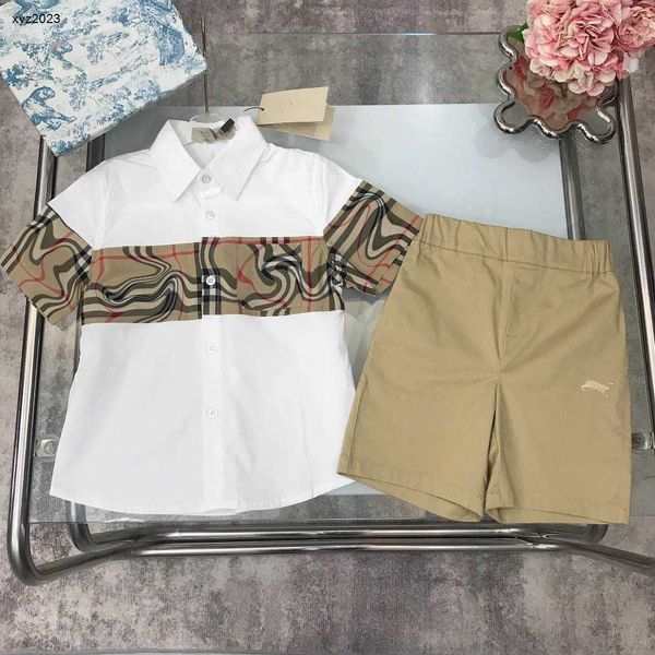 Fashion Baby T Shirt Set Checker Design Casual Anzug Kinder-Tracksuiten Größe 110-160 Kinder Designer Kleidung Jungen Hemd und Shorts 24Feb20