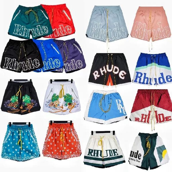 Mens designer rhude shorts homens verão secagem rápida malha respirável cordão basquete calças curtas correndo nuvem superior fitness solto ajuste futebol esporte shorts