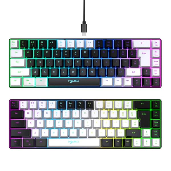 Teclados V200 Teclado para jogos 68 Keys Ergonomic RGB iluminado o teclado mecânico ergonômico