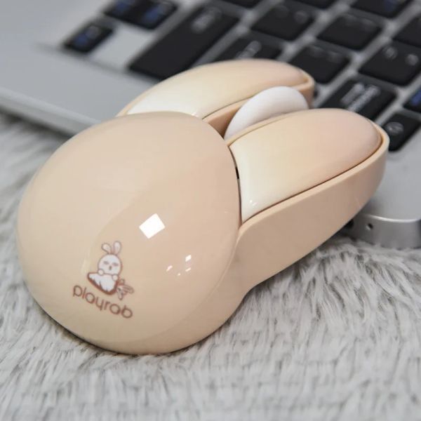 Мышь 2,4 г, беспроводная мышь, милая кавайная мышь в форме кролика, эргономичная 3D офисная бесшумная мышь для девочек, подарок для настольного компьютера, ноутбука