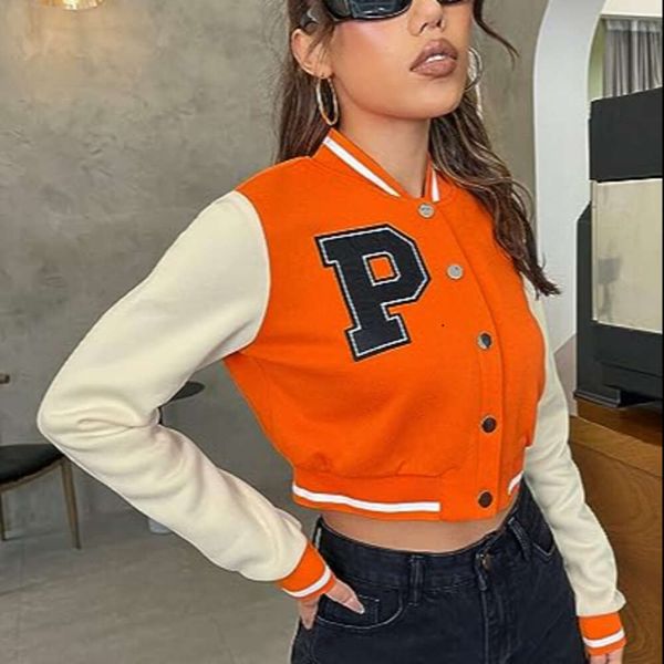 Design gratuito Normzl Gym Fiess Sets Donna Casual Baseball Colorblock Button Crop Bomber Giacca Abbigliamento uomo Abbigliamento sportivo 76