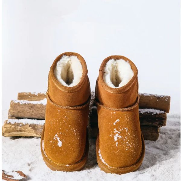 Stivali da neve per bambini Stivali in vera pelle di pelliccia per bambini Stivali australiani di alta qualità Stivali invernali per ragazzi Stivali caldi per neonate