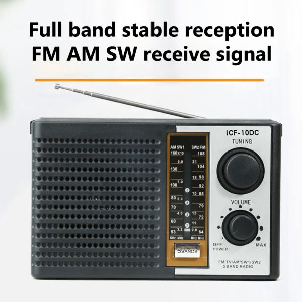 Radio-Radio-Player, AM-FM-Radio, batteriebetrieben, volles 5-Band-Radio mit bestem Empfang, großer Lautsprecher AM/FM/TV/SW1/SW2 für Senioren und Zuhause