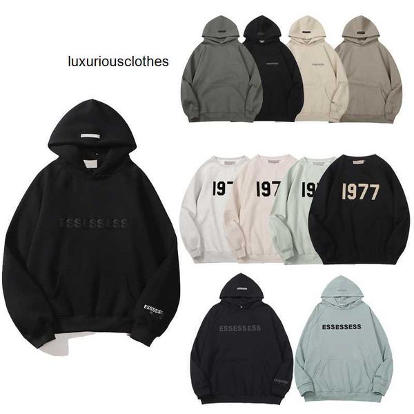 Moletons masculinos Moletons Ess Designer Essentialshoodie Homem Mens para Mulher Y2K Preto 1977 Hoodie Em Branco Azul Cinza Luxo Marrom