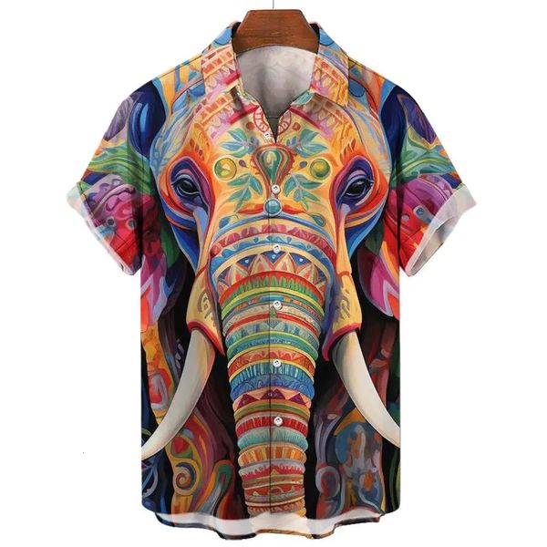 Camicie da uomo abbigliamento stampato ad elefante designer di camicia di grandi dimensioni Magliette Animal Magliette Casuali 240220