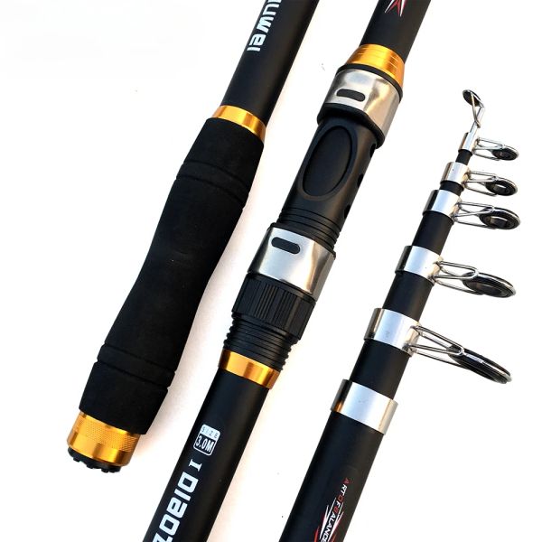 Ruten Neue Teleskop Angelrute 2,1 M 3,6 M Ultraleichte Carbon Faser M Power Spinning Pole Locken Gewicht 550g ozean Boot Angeln Pesca