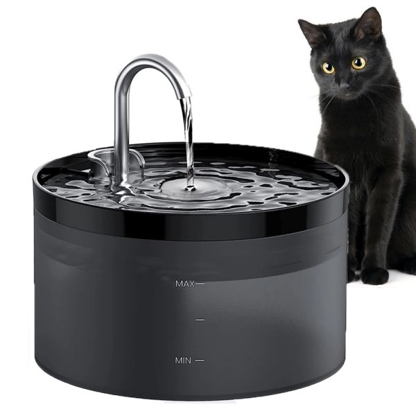 Поставки Автоматический фильтр Питьевой фонтанчик для кошек Кран из нержавеющей стали с датчиком Бесшумный водяной насос Питьевой фонтанчик для домашних кошек и собак