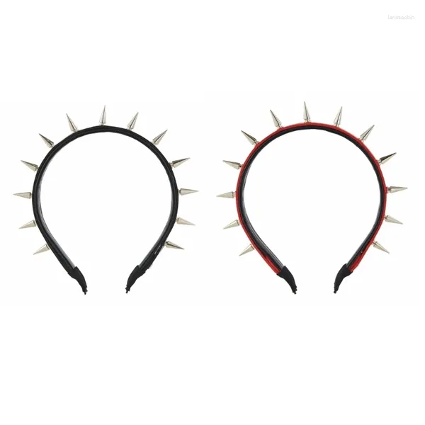 Grampos de cabelo Punk Headband Cravado Tiaras Góticas Rebite Couro Headpiece Rock para Homens Steampunk