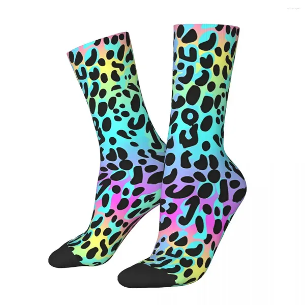 Herrensocken Neon Leopardenmuster Muster Unisex Winter Wandern Happy Street Style Crazy Sock