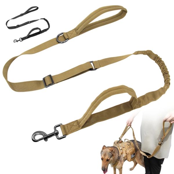 Guinzagli Guinzaglio tattico militare per cani Nylon No Pull Bungee Guinzagli per addestramento per cani Buffer elastico Guinzaglio per cani Corda per cani di taglia media