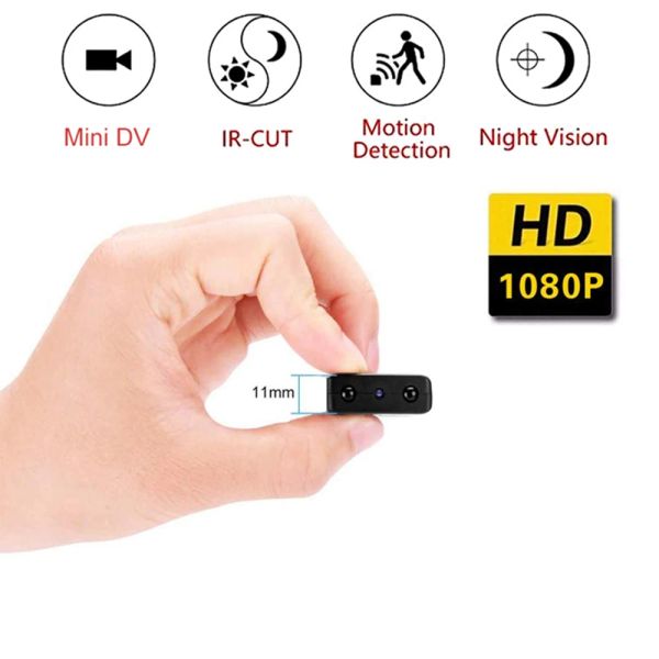 Controllo mini fotocamera più piccola più piccola 1080p a videocamera Full HD Full Infrad Night Vision Micro Micro Motion Detection Ircut DV Support TF Card