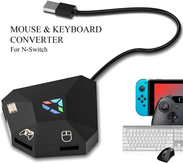 Fornece adaptador de teclado e mouse para Nintendo Switch, adaptador de teclado e mouse para Ps4, Xone, Ps3, X360