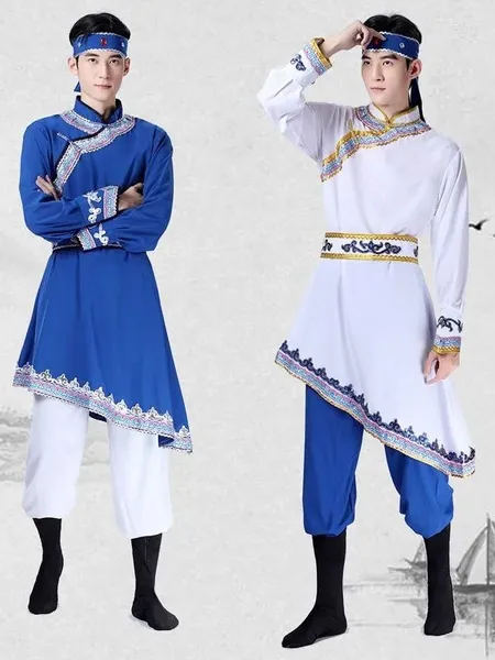 Palco desgaste estilo chinês mongols traje mens mongol dança desempenho wrestling pauzinho roupas