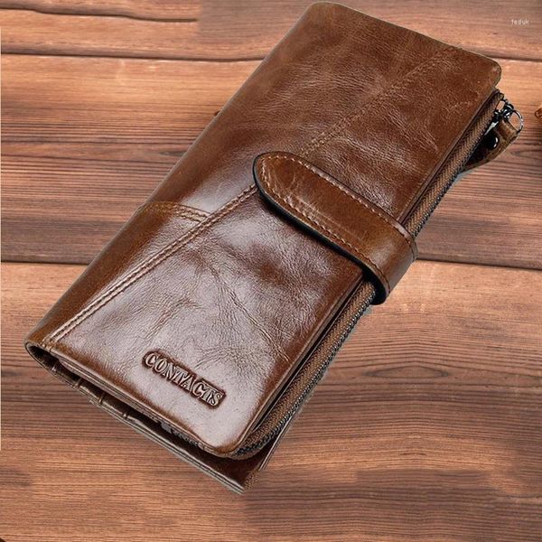 Portafogli Portafoglio da uomo lungo alla moda in pelle di vacchetta Designer Pochette di grande capacità Cool unisex versatile multifunzionale per le donne