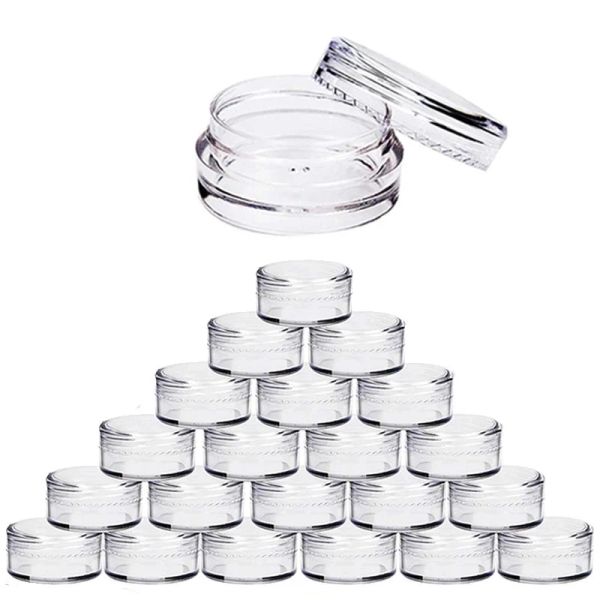 Bottiglie 100 pezzi/set vasetto per trucco campione cosmetico contenitore vuoto coperchio rotondo in plastica piccola bottiglia ombretto crema vaso da viaggio 5g