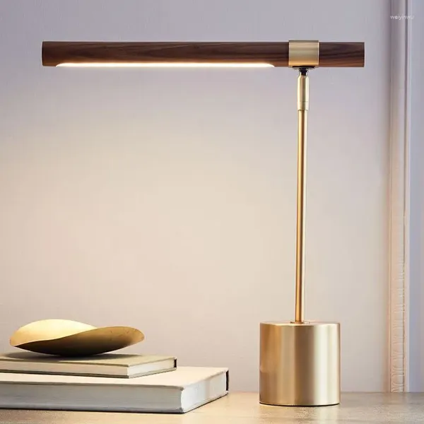 Lâmpadas de mesa LED lâmpada para quarto cabeceira decoração moderna minimalista designer madeira grão estudo luz de leitura