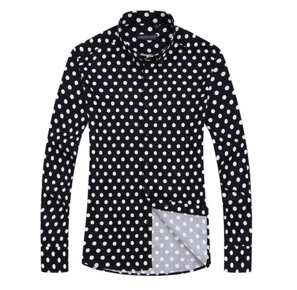 Polka Dot Men Casual Business Dress Shirt Marca Manga Longa Masculina Slim Fit Elegante Social Formal Camisa Mens Algodão Clothing5542591