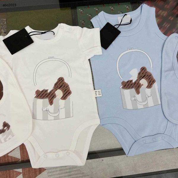 Classics Recém-nascidos Mumpsuits Designer Roupas Tamanho 59-90 Pocket Bear Baby Crawling Suit de algodão infantil e cachecol 24FEB20