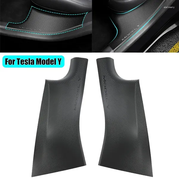 Accessori interni Protezioni per davanzali della porta posteriore Protezione Scuff Plate Cover Car Decal Adesivo Striscia di protezione del pedale per Tesla Model Y 2024-2024