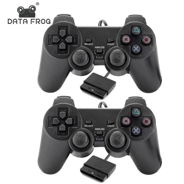 GamePads Data Frog Wired Controller para PS2 Gamepad Joystick Remote Double Vibration Retro USB Game Controller para Sony PlayStation2/PC