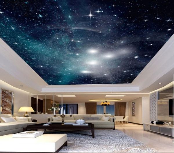 Пользовательские 3D обои Po 3D романтическое красивое звездное небо зенит живопись Children039s комната 3D потолочные обои домашний декор6017518