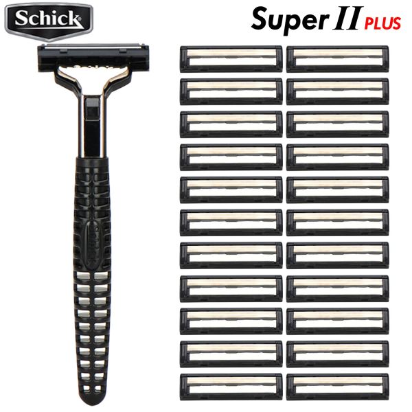 Shaves 22 Blades + 1 Razor Original Schick Super II Plus Hair Shaver Razor Conjunto de barbear Ferramentas de barbear