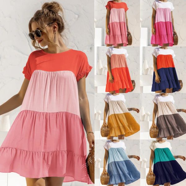 Kleider Sommer Umstandskleid Kurzarm Schwangerschaft Kleidung Patchowrok Kleid Schwangere Frauen Strand Tragen Vestidos Lose Premama Kleidung