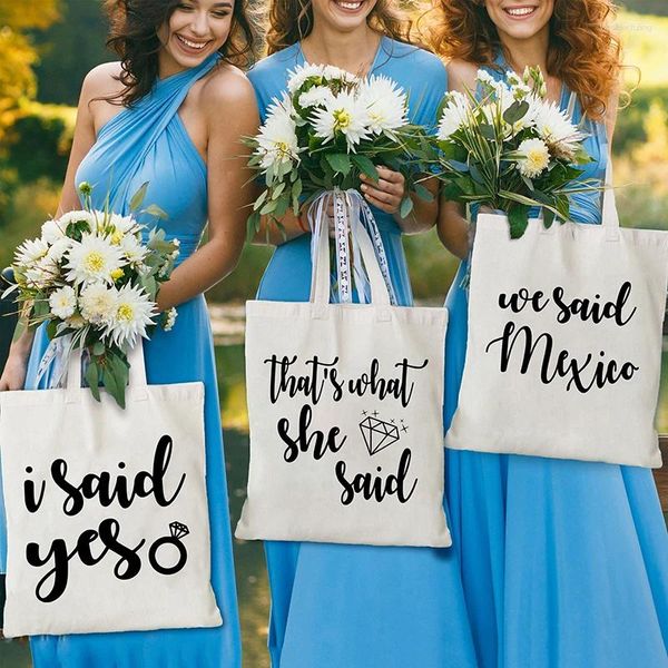 Borse da sera Questo è quello che ha detto Borsa da regalo di nozze con grafica Borsa da donna con diamanti in cartone animato Borsa da sposa con spalla per squadra per addio al celibato