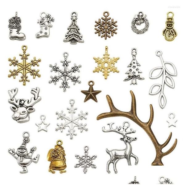 Anhänger Halsketten 150 teile / satz Gemischte Weihnachtsstiefel Schneemann Schneeflocke Charms Anhänger Für Schmuck Machen DIY Drop Lieferung Dhlsq