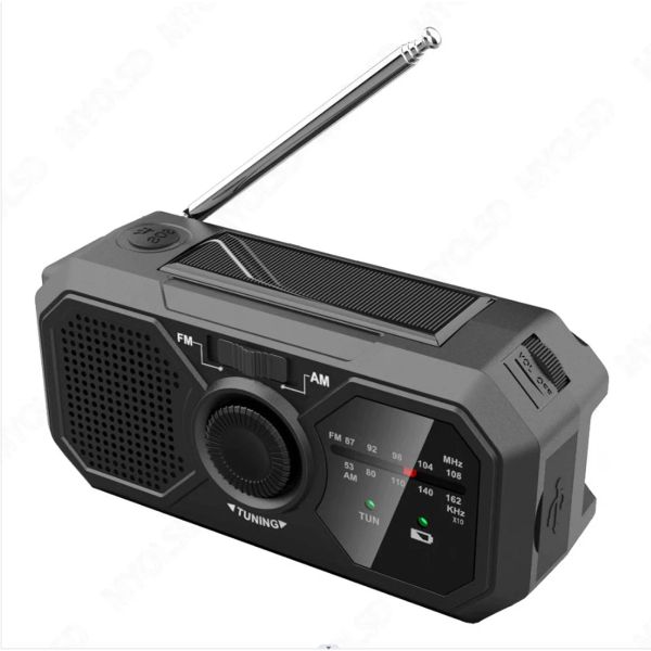 Radyo Çok Fonksiyonlu El Radyo Güneş Krank Dinamo Powered FM/Am/WB Hava Durumu Radyo SOS Alarm Acil Durum LED El Feneri Güç Bankası