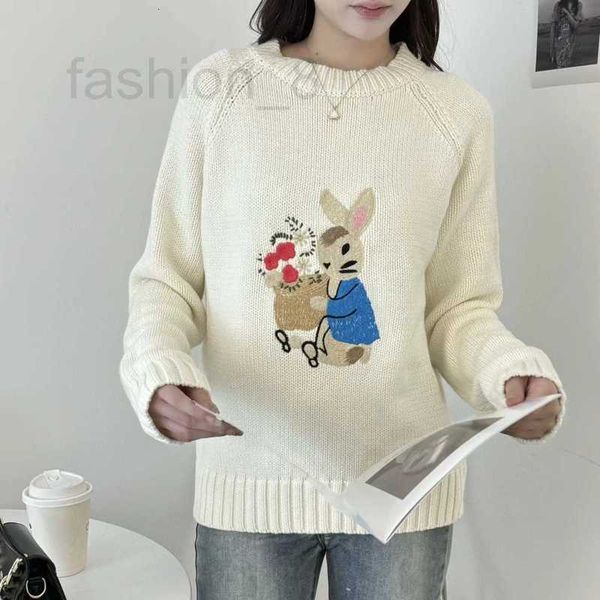 Damenpullover Designer Herbst und Winter New Little Rabbit Jacquard Rundhalspullover Pullover für Damen Lazy Style Lose Strickoberteil FEGE