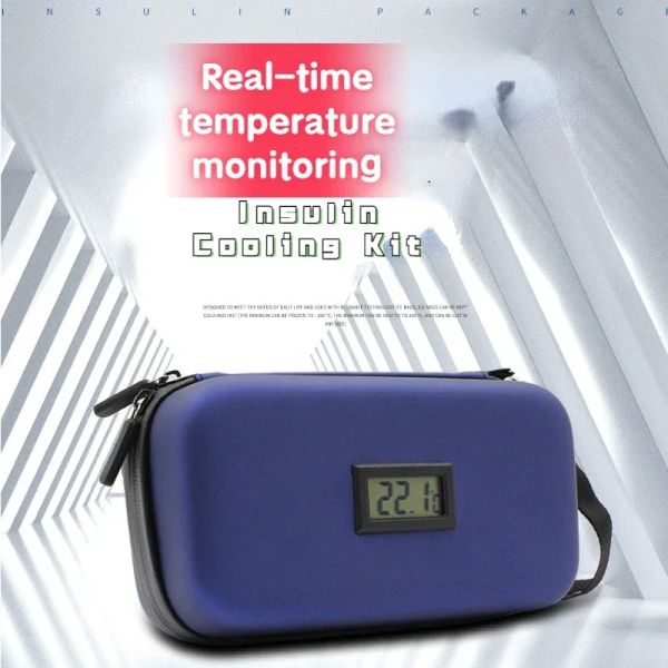 Accessori Borsa per congelatore portatile per mini insulina Borsa per il ghiaccio Isolante per il trasporto Borsa per il ghiaccio Scatola per medicinali all'aperto con display della temperatura