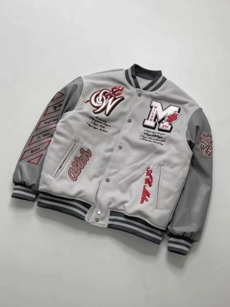 Streetwear americano hip-hop alfabeto bordado jaqueta de couro dos homens y2k harajuku gótico corrida uniforme de beisebol roupas 240228