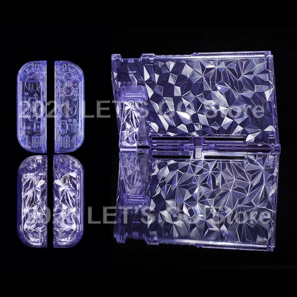 Hüllen Neueste Nintend Switch DIY Ersatzschale Diamantmuster Transparente Hülle für Nintendo Switch Konsole Joycon Zubehör