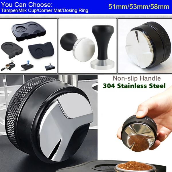 Strumenti Tamper per caffè in acciaio inossidabile 304 51mm/53mm/58mm Distributore di caffè Martello per polvere di caffè Accessori per caffè personalizzati