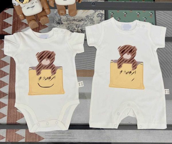 Clássicos macacões recém-nascidos bolsa urso padrão infantil bodysuit tamanho 59-90 roupas da criança designer bebê rastejando terno 24feb20